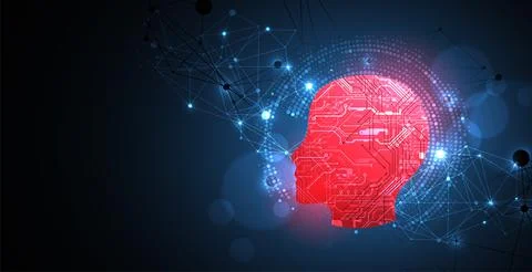 Abstract background on the theme of artificial intelligence. Head shape with  스톡 일러스트