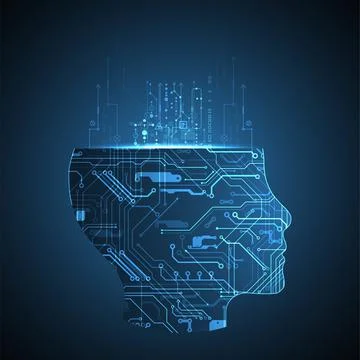 Abstract background on the theme of artificial intelligence. Head shape with  스톡 일러스트