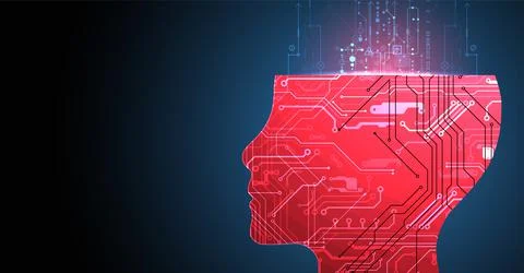 Abstract background on the theme of artificial intelligence. Head shape with  스톡 일러스트