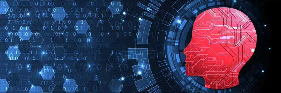 Abstract background on the theme of artificial intelligence. Head shape with  Stock Illustration