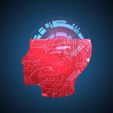 Abstract background on the theme of artificial intelligence. Head shape with  스톡 일러스트