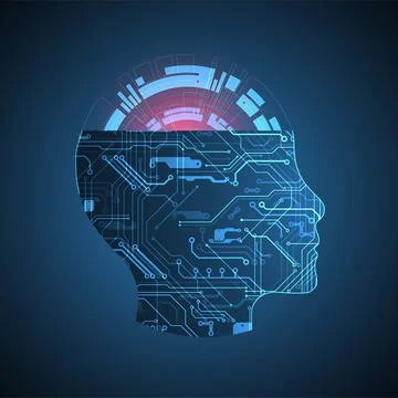 Abstract background on the theme of artificial intelligence. Head shape with  스톡 일러스트