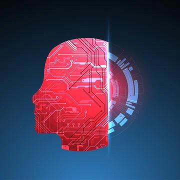 Abstract background on the theme of artificial intelligence. Head shape with  스톡 일러스트