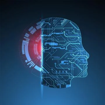Abstract background on the theme of artificial intelligence. Head shape with  Stock Illustration