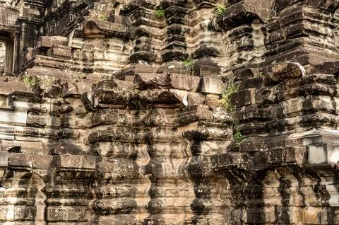 Abstract background theme featuring rough surface of historic grey sandstone  Stock Photos