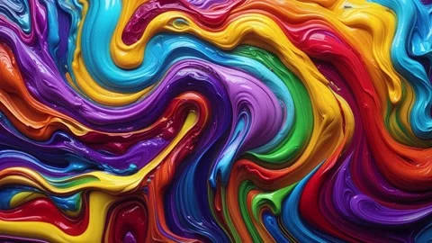 Abstract background of thick acrylic paint melting and moving randomly carni 動画素材 313248959