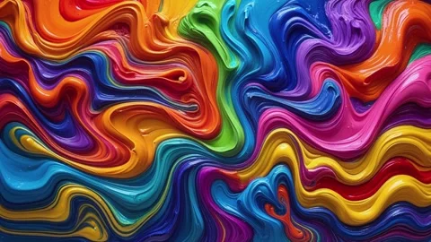 Abstract background of thick acrylic paint melting and moving randomly in a  Stock Footage 313248973