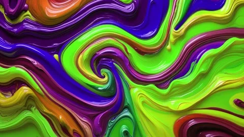Abstract background of thick acrylic paint melting and moving randomly in a  Видео 313248974