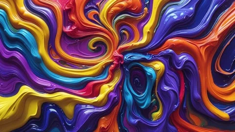 Abstract background of thick acrylic paint melting and moving randomly in a  Видео 313248975