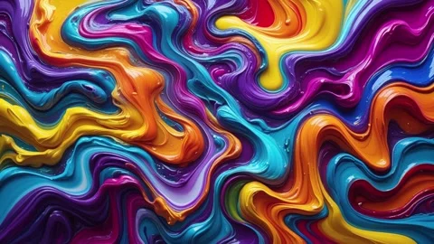 Abstract background of thick acrylic paint melting and moving randomly in a  Видео 313248983