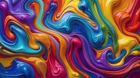 Abstract background of thick acrylic paint melting and moving randomly in ra 動画素材 313249005