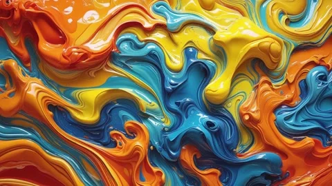 Abstract background of thick acrylic paint melting and moving randomly in au Stock Footage 313249009