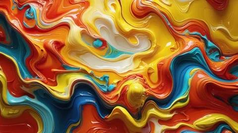 Abstract background of thick acrylic paint melting and moving randomly in su Видео 313249024