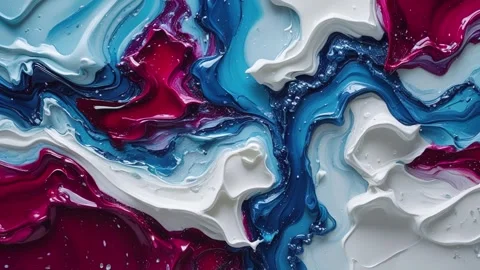 Abstract background of thick acrylic paint melting and moving randomly winte Stock Footage 313249026