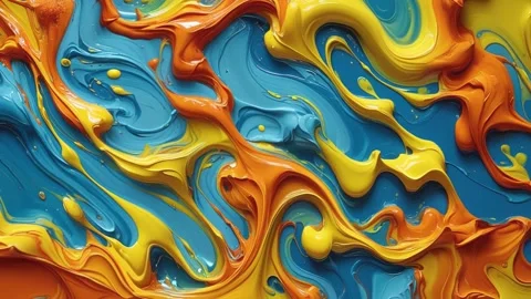Abstract background of thick acrylic paint melting and moving randomly, a co Видео 313249027