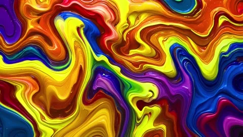 Abstract background thick acrylic paint melting and moving randomly cheerful Stock Footage 313249028