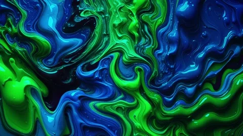 Abstract background thick acrylic paint melting and moving randomly green mi Видео 313249086