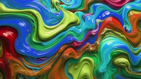 Abstract background thick acrylic paint melting and moving randomly full of  Stock Footage 313249087