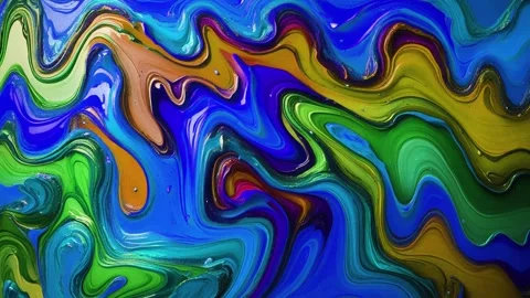 Abstract background thick acrylic paint melting and moving randomly in domin Видео 313249088