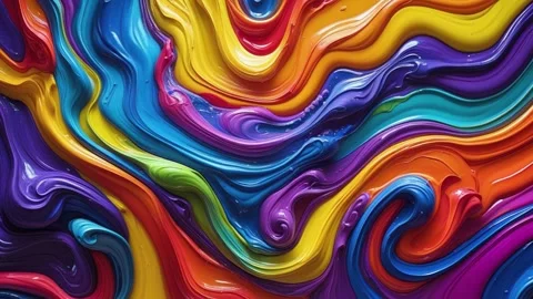 Abstract background thick acrylic paint melting and moving randomly rainbow  Stock Footage 313249110