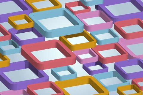 Abstract background of three-dimensional interlocking squares. 3D shapes arrange Illustrazione stock