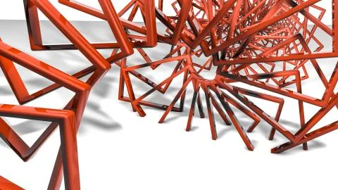 Abstract background of three-dimensional orange shapes. 3d render Stock Illustration