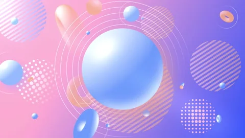 Abstract background with three-dimensional spheres and donuts. Stock Footage 145410079