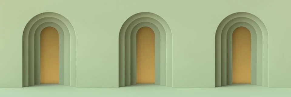 Abstract background three doors 3D Stock Illustration