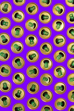 Abstract background with tin cans of summer drinks Stock Photos