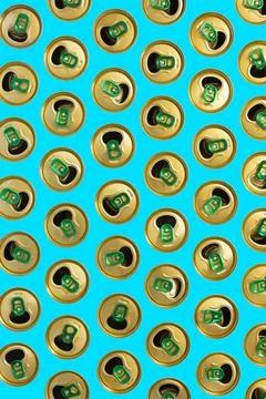 Abstract background with tin cans of summer drinks Stock Photos