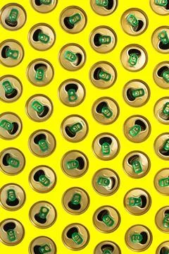 Abstract background with tin cans of summer drinks Stock Photos