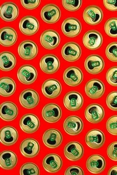 Abstract background with tin cans of summer drinks Stock Photos