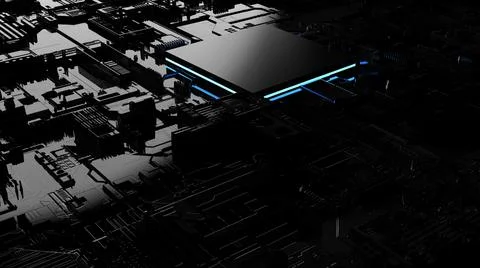 Abstract background on the topic of computer technology. 3d render Stock Photos