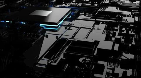 Abstract background on the topic of computer technology. 3d render Stock Photos