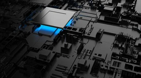 Abstract background on the topic of computer technology. 3d render Foto stock