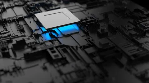 Abstract background on the topic of computer technology. 3d render Stock Photos