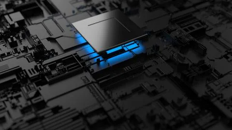 Abstract background on the topic of computer technology. 3d render Stock Photos