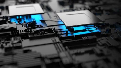 Abstract background on the topic of computer technology. 3d render Stock Photos