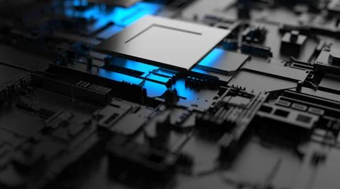 Abstract background on the topic of computer technology. 3d render Stock Photos