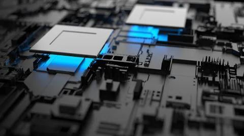 Abstract background on the topic of computer technology. 3d render Stock Photos