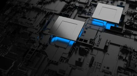 Abstract background on the topic of computer technology. 3d render Stock Photos