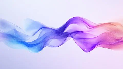 Abstract background with translucent blue, purple, and pink wave lines on light Stock Illustration