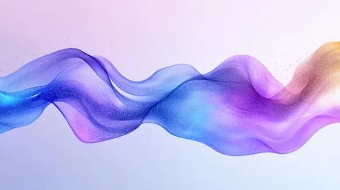 Abstract background with translucent blue, purple, and pink wave lines on light Stock Illustration