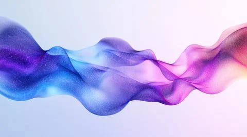 Abstract background with translucent blue, purple, and pink wave lines on light Stock Illustration