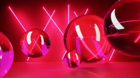 Abstract background with transparent balls falling down and bounce Stock-Footage 260827395