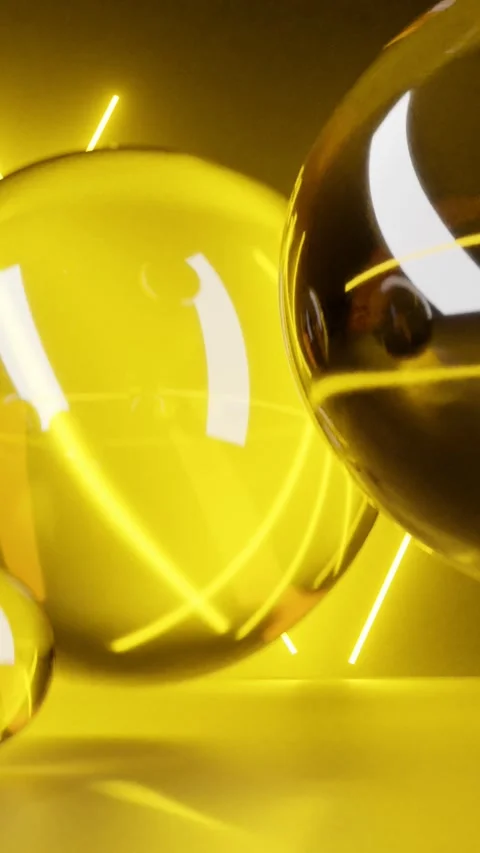 Abstract background with transparent balls falling down and bounce Video stock 260839523