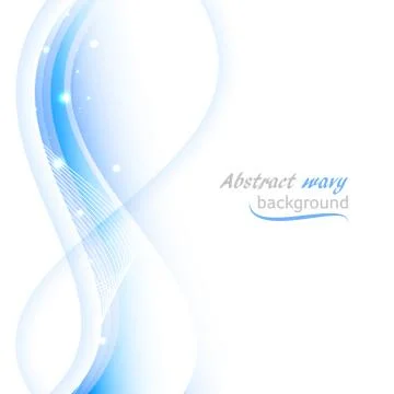 Abstract background with transparent blue wavy lines and glitter. Stock Illustration