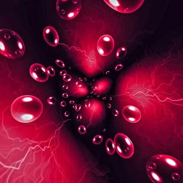 Abstract background with transparent bubbles and lightning イラスト素材