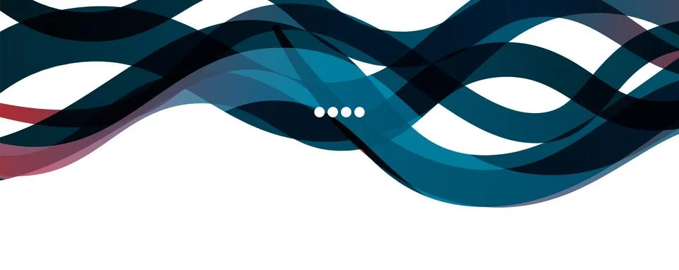 Abstract background - transparent overlapping wavy lines on white pattern Illustrazione stock