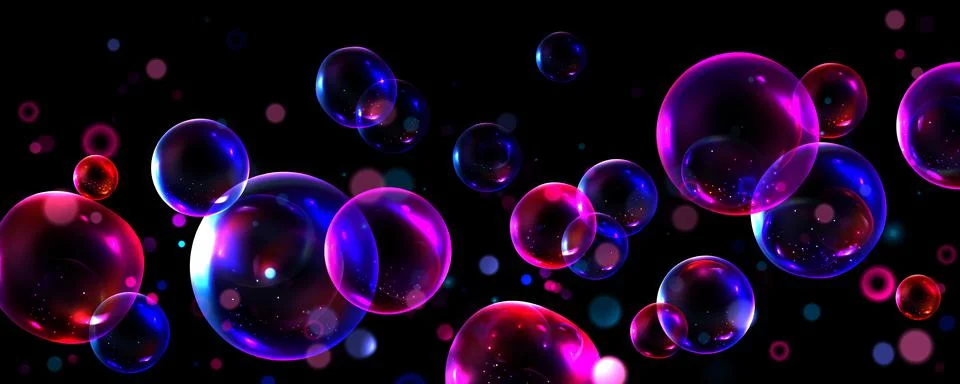 Abstract background with transparent soap bubbles Stock Illustration